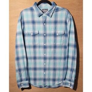 Bonobos Flannel Shirt Size XL Casual Button Up Light Blue Plaid Long Sleeve